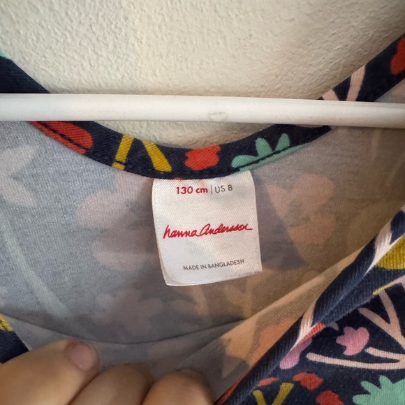 Hanna Andersson Celebration Skater Dress Long Sleeve Girls Size 8 Navy Floral - Picture 4 of 4